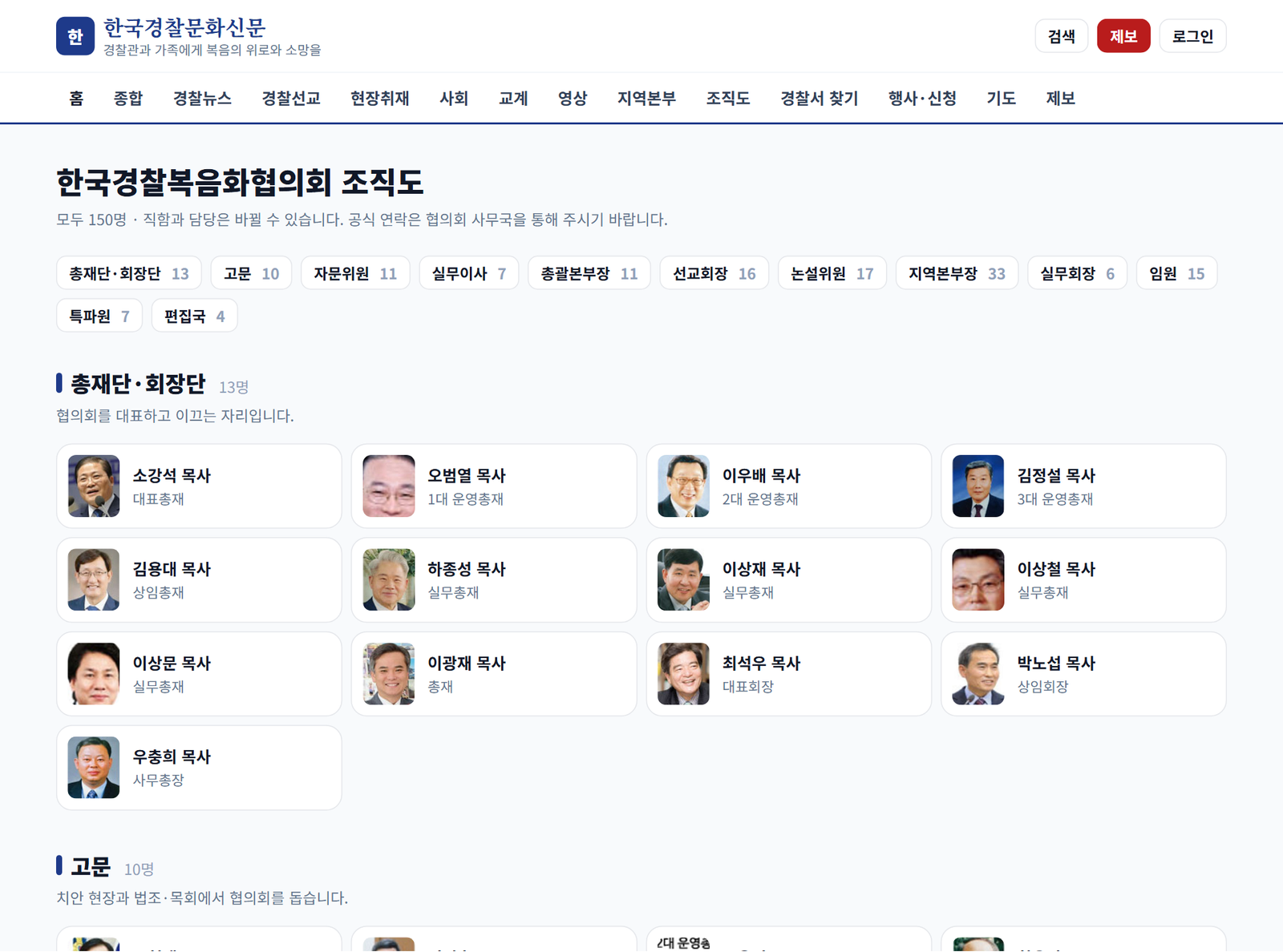 한국경찰복음화협의회 조직도