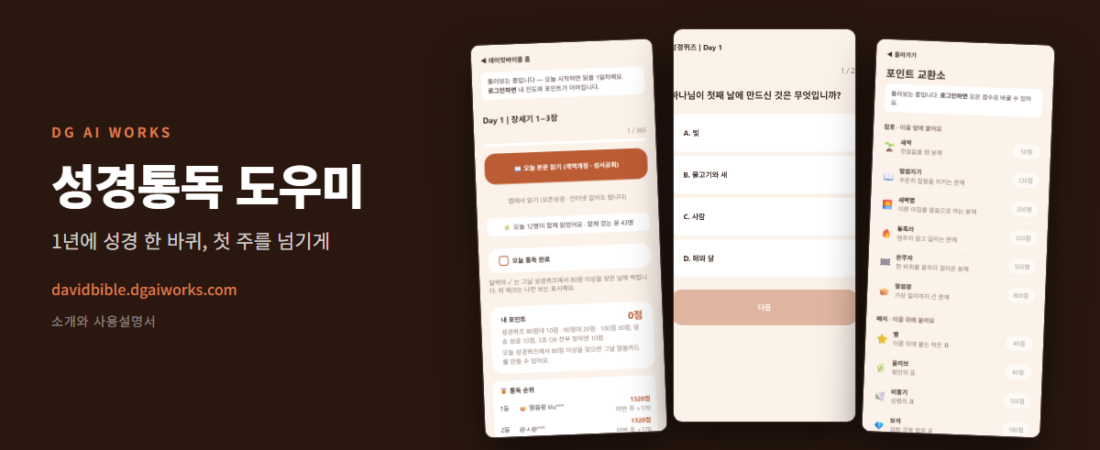 1년 성경일독, 통독표 없이 하는 법 — 성경통독 도우미