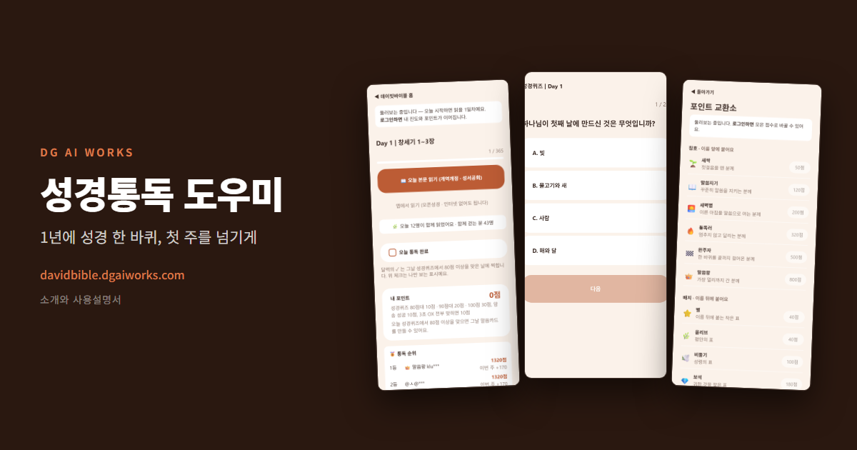 1년 성경일독, 통독표 없이 하는 법 — 성경통독 도우미